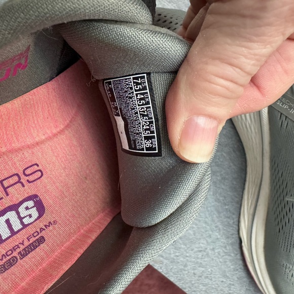 Skechers Women's Gray and Pink Sneakers - Picture 2 of 3